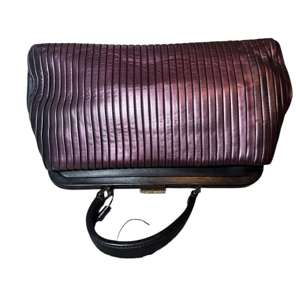 DOLCE & GABBANA Metallic Purple Pleated & Black Leather Doctor Bag Ltd Edition - Picture 8 of 16